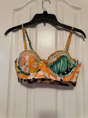 River Island Orange Floral Trim Underwire Crop Top